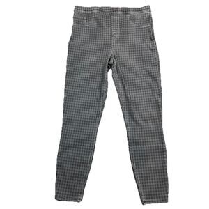 Spanx Womens Ankle Straight Leg Denim Jeans Gray Houndstooth‎ XL Skinny Stretch